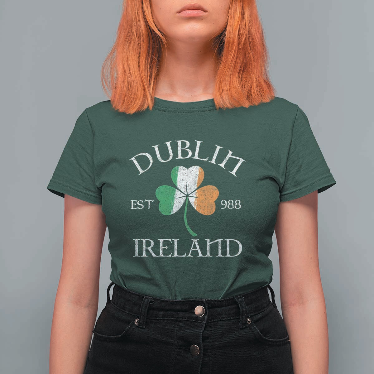 Dublin Ireland Est 988 T Shirt For Women St Patricks Day Shamrock Leaf