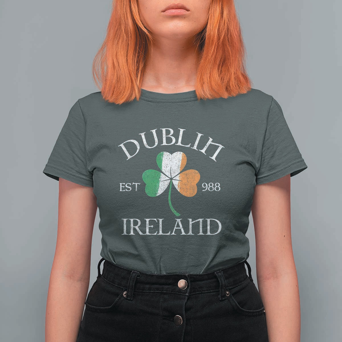 Dublin Ireland Est 988 T Shirt For Women St Patricks Day Shamrock Leaf