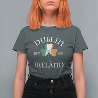Dublin Ireland Est 988 T Shirt For Women St Patricks Day Shamrock Leaf
