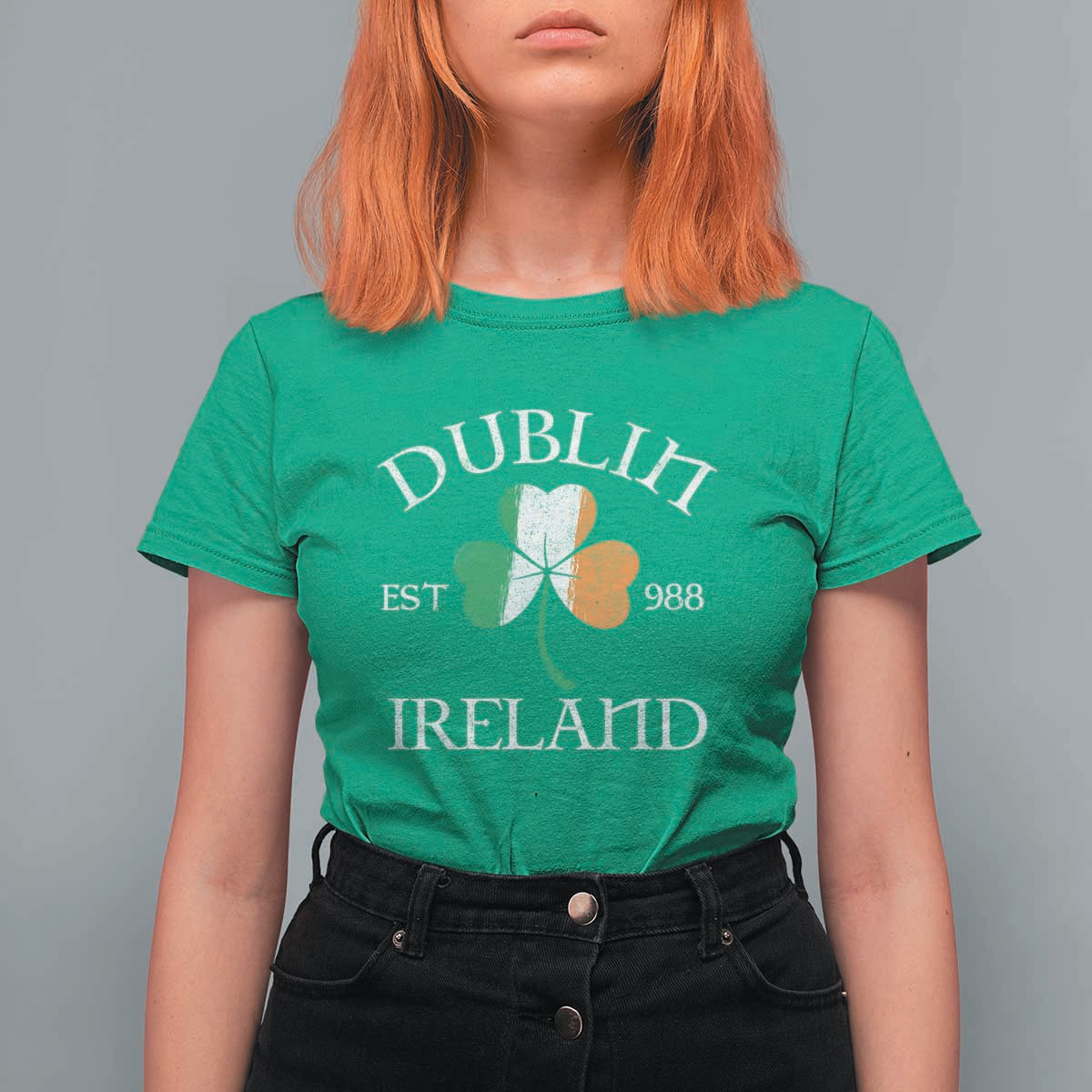 Dublin Ireland Est 988 T Shirt For Women St Patricks Day Shamrock Leaf
