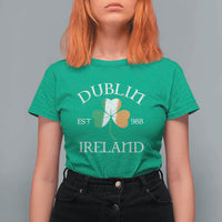 Dublin Ireland Est 988 T Shirt For Women St Patricks Day Shamrock Leaf