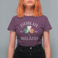 Dublin Ireland Est 988 T Shirt For Women St Patricks Day Shamrock Leaf