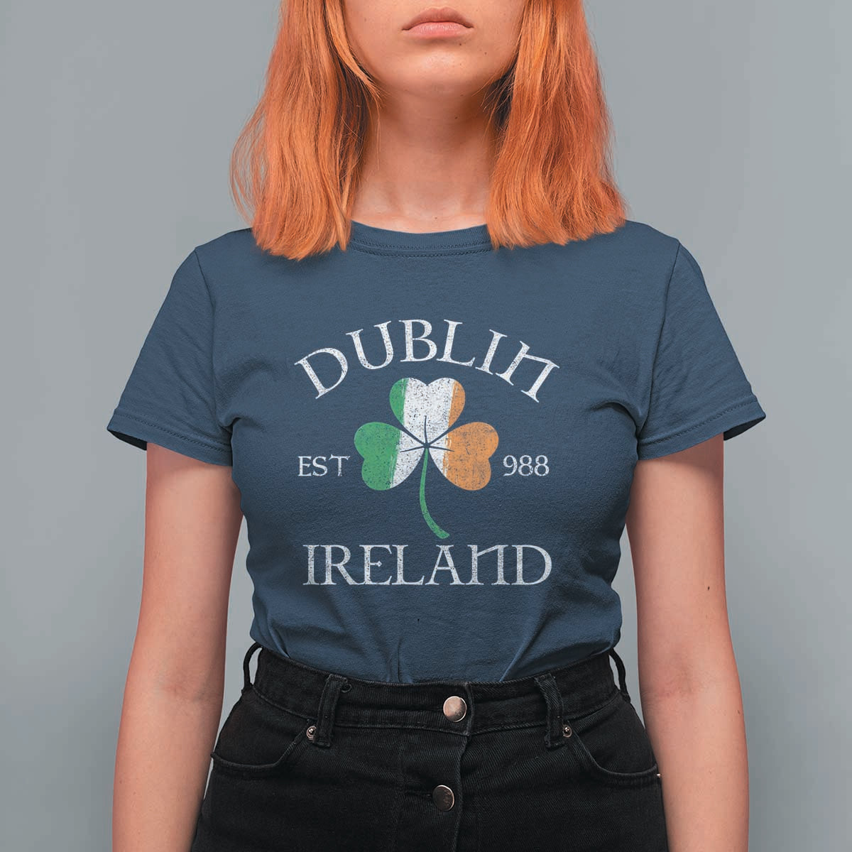 Dublin Ireland Est 988 T Shirt For Women St Patricks Day Shamrock Leaf