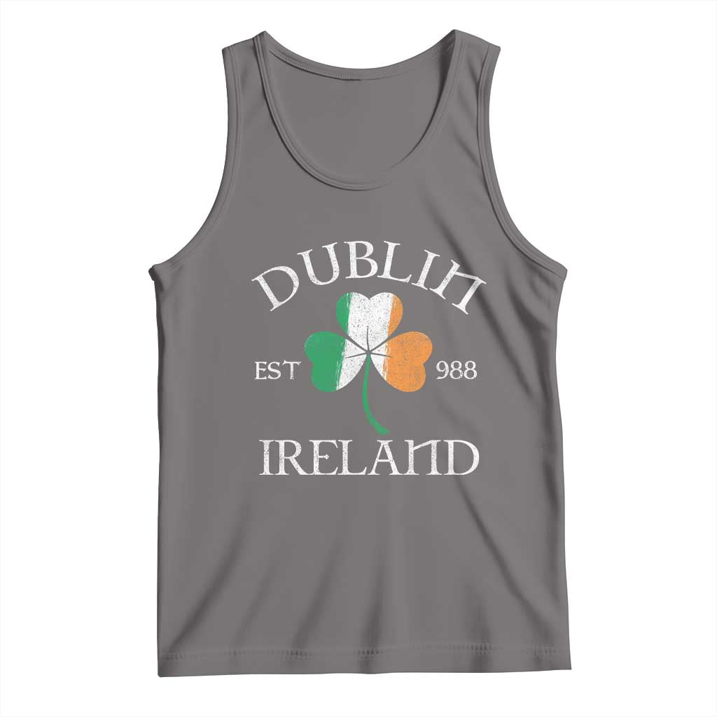 Dublin Ireland Est 988 Tank Top St Patricks Day Shamrock Leaf
