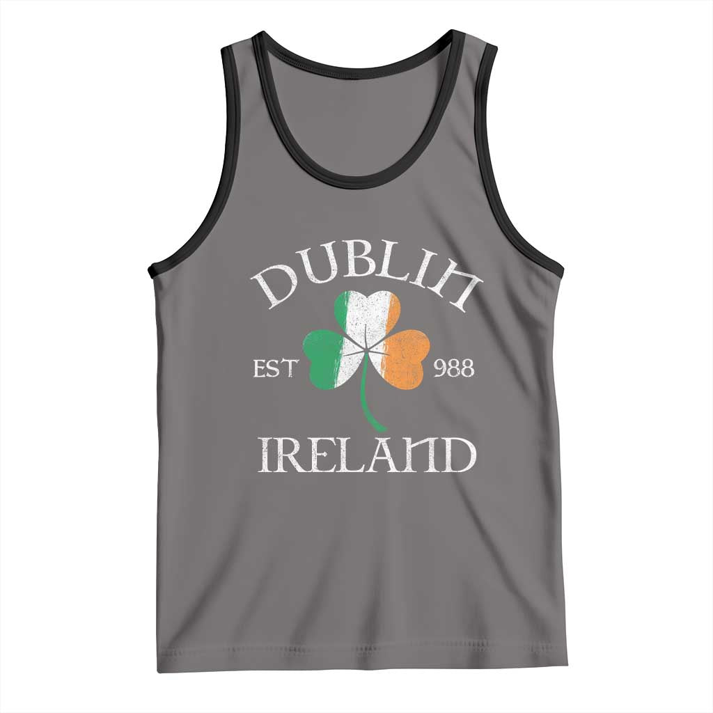 Dublin Ireland Est 988 Tank Top St Patricks Day Shamrock Leaf