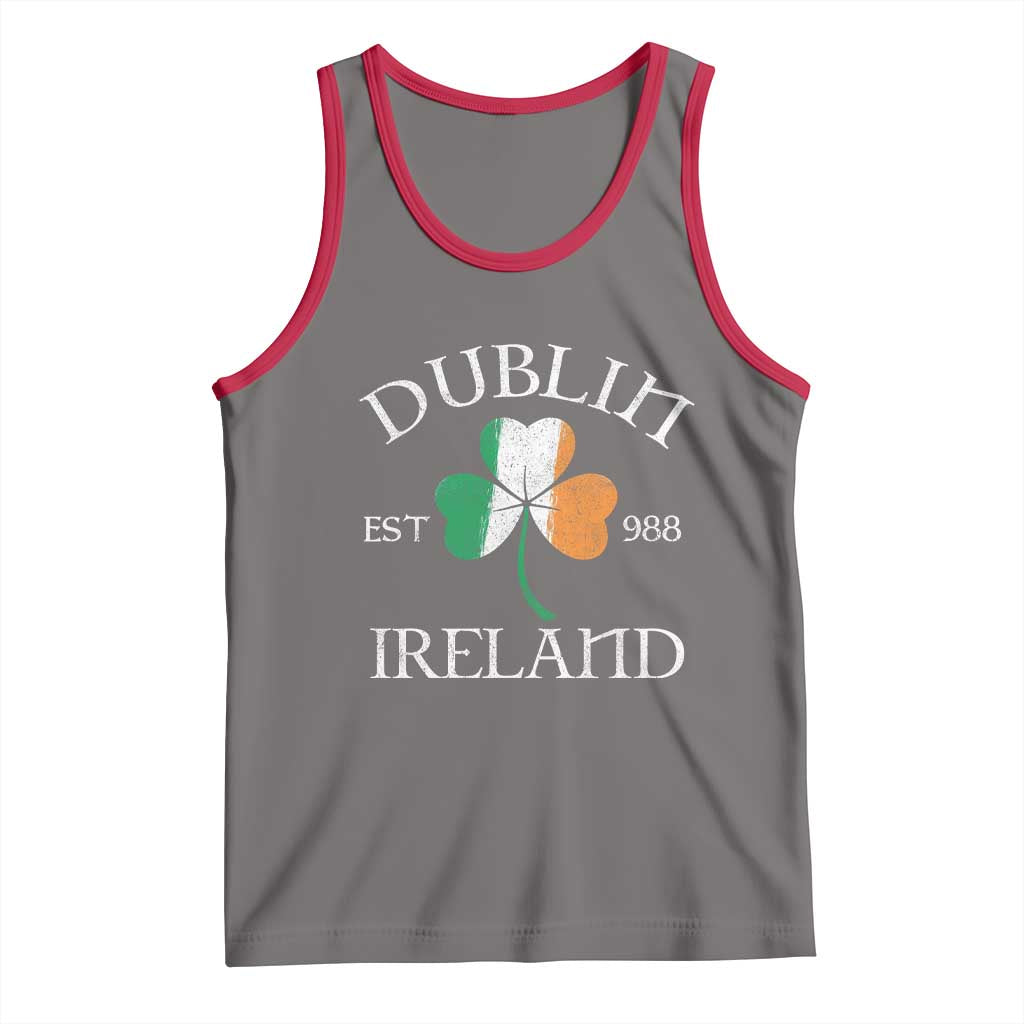 Dublin Ireland Est 988 Tank Top St Patricks Day Shamrock Leaf