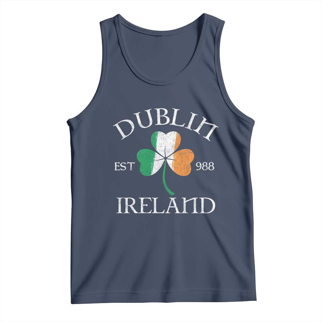 Dublin Ireland Est 988 Tank Top St Patricks Day Shamrock Leaf