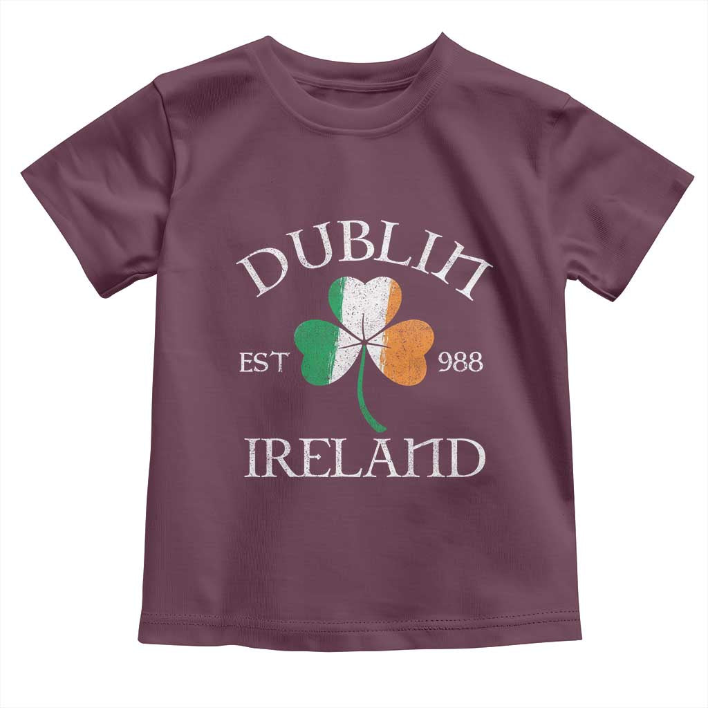 Dublin Ireland Est 988 Toddler T Shirt St Patricks Day Shamrock Leaf