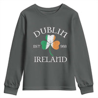 Dublin Ireland Est 988 Youth Sweatshirt St Patricks Day Shamrock Leaf