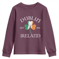 Dublin Ireland Est 988 Youth Sweatshirt St Patricks Day Shamrock Leaf