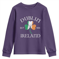 Dublin Ireland Est 988 Youth Sweatshirt St Patricks Day Shamrock Leaf
