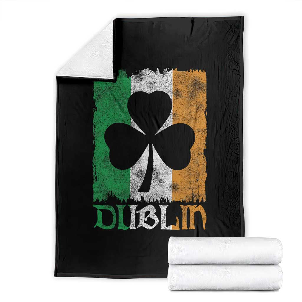 Dublin Ireland St Patricks Day Throw Blanket Distressed Shamrock Vintage Irish Flag