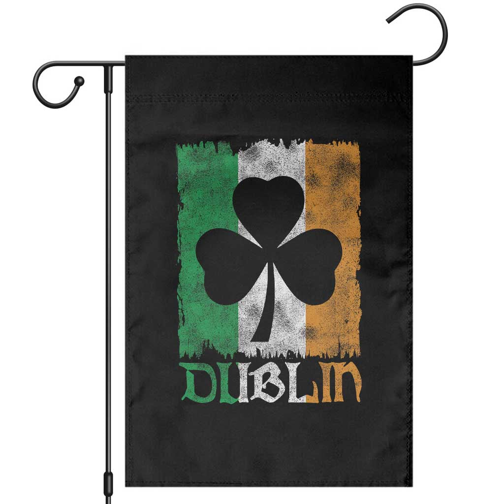 Dublin Ireland St Patricks Day Garden Flag Distressed Shamrock Vintage Irish Flag