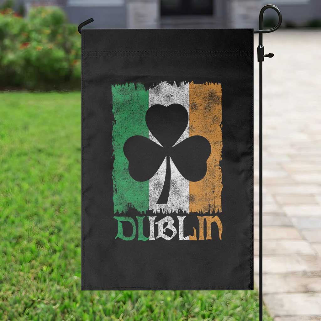 Dublin Ireland St Patricks Day Garden Flag Distressed Shamrock Vintage Irish Flag