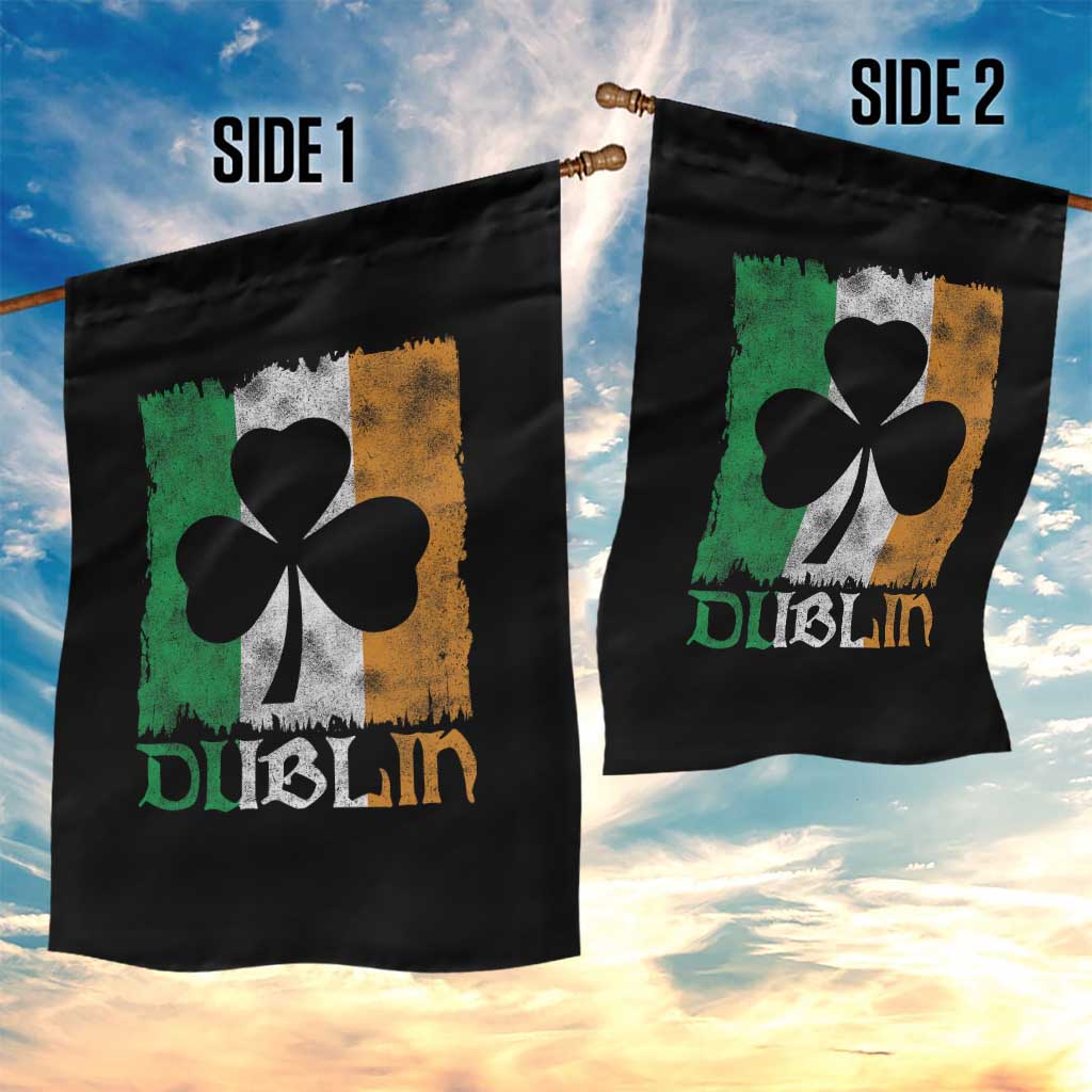 Dublin Ireland St Patricks Day Garden Flag Distressed Shamrock Vintage Irish Flag