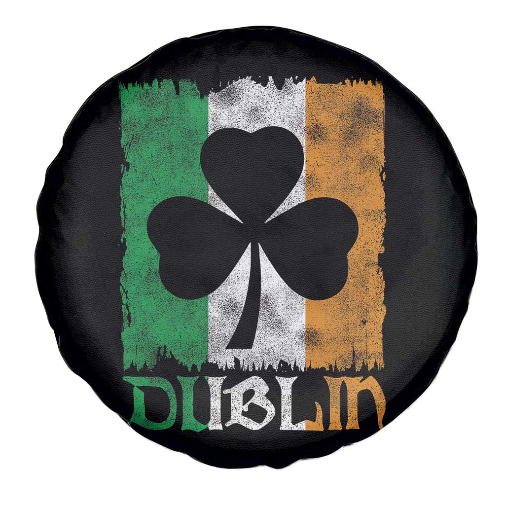 Dublin Ireland St Patricks Day Spare Tire Cover Distressed Shamrock Vintage Irish Flag