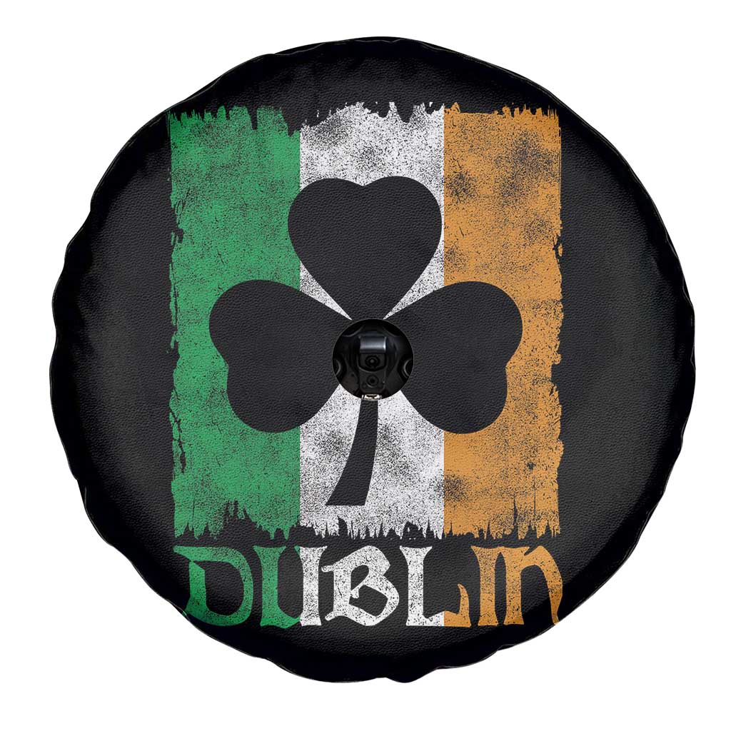 Dublin Ireland St Patricks Day Spare Tire Cover Distressed Shamrock Vintage Irish Flag