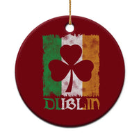 Dublin Ireland St Patricks Day Ceramic Ornament Distressed Shamrock Vintage Irish Flag