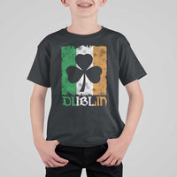 Dublin Ireland St Patricks Day T Shirt For Kid Distressed Shamrock Vintage Irish Flag