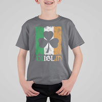 Dublin Ireland St Patricks Day T Shirt For Kid Distressed Shamrock Vintage Irish Flag
