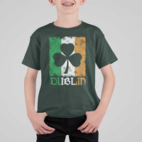 Dublin Ireland St Patricks Day T Shirt For Kid Distressed Shamrock Vintage Irish Flag