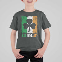 Dublin Ireland St Patricks Day T Shirt For Kid Distressed Shamrock Vintage Irish Flag