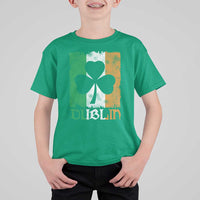Dublin Ireland St Patricks Day T Shirt For Kid Distressed Shamrock Vintage Irish Flag
