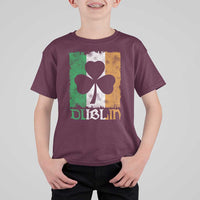 Dublin Ireland St Patricks Day T Shirt For Kid Distressed Shamrock Vintage Irish Flag