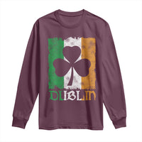 Dublin Ireland St Patricks Day Long Sleeve Shirt Distressed Shamrock Vintage Irish Flag