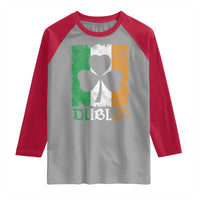 Dublin Ireland St Patricks Day Raglan Shirt Distressed Shamrock Vintage Irish Flag