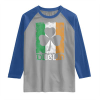 Dublin Ireland St Patricks Day Raglan Shirt Distressed Shamrock Vintage Irish Flag