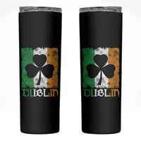 Dublin Ireland St Patricks Day Skinny Tumbler Distressed Shamrock Vintage Irish Flag