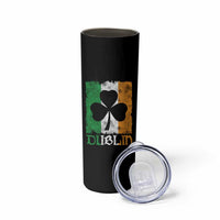 Dublin Ireland St Patricks Day Skinny Tumbler Distressed Shamrock Vintage Irish Flag