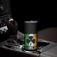 Dublin Ireland St Patricks Day Skinny Tumbler Distressed Shamrock Vintage Irish Flag