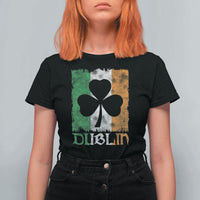 Dublin Ireland St Patricks Day T Shirt For Women Distressed Shamrock Vintage Irish Flag