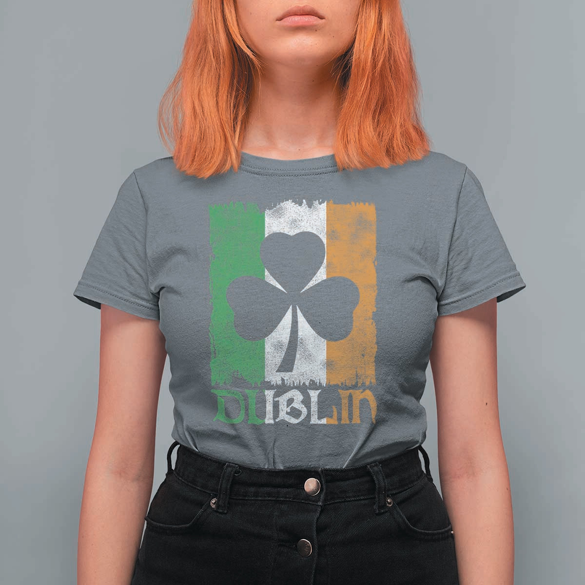 Dublin Ireland St Patricks Day T Shirt For Women Distressed Shamrock Vintage Irish Flag