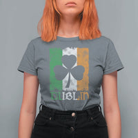 Dublin Ireland St Patricks Day T Shirt For Women Distressed Shamrock Vintage Irish Flag