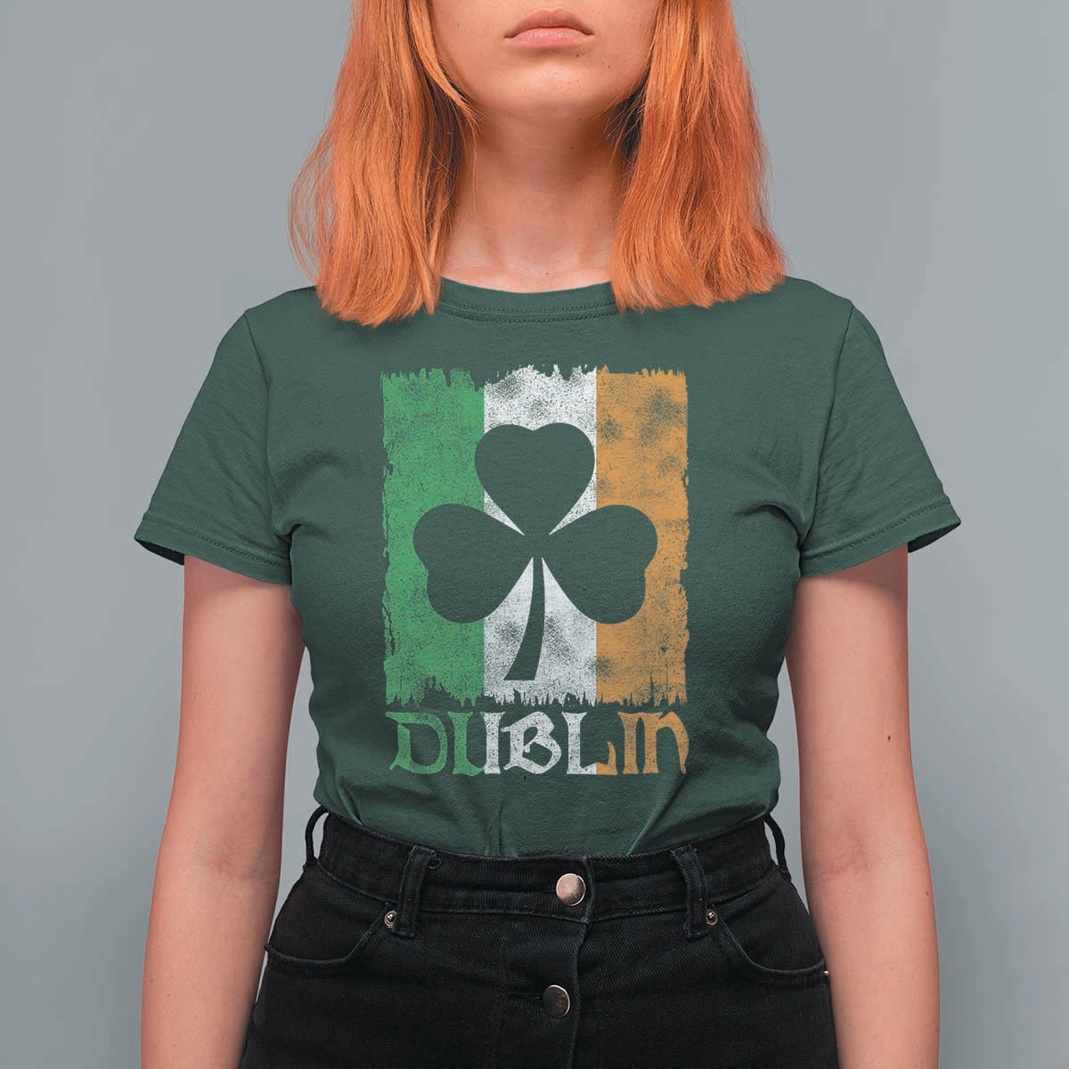 Dublin Ireland St Patricks Day T Shirt For Women Distressed Shamrock Vintage Irish Flag