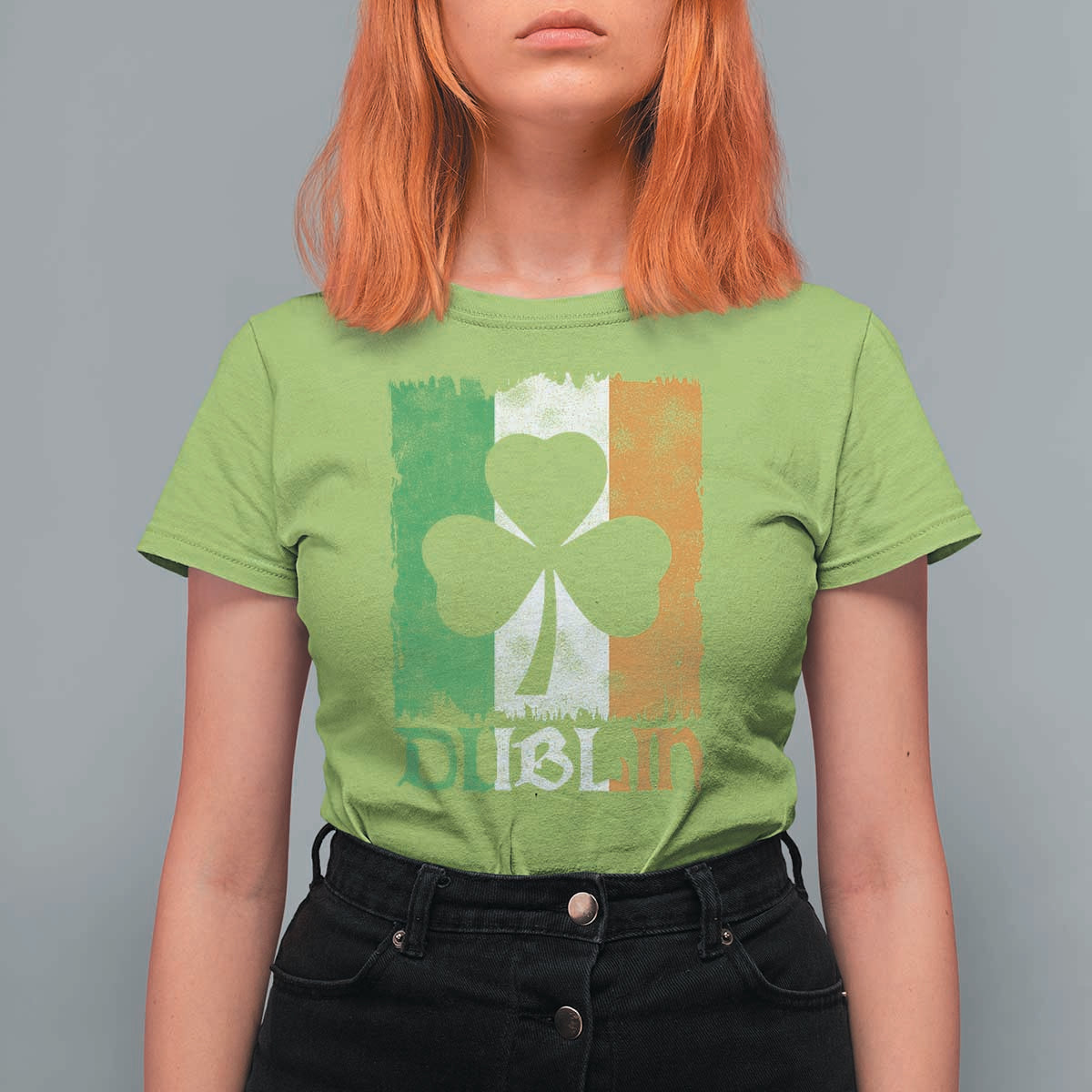 Dublin Ireland St Patricks Day T Shirt For Women Distressed Shamrock Vintage Irish Flag