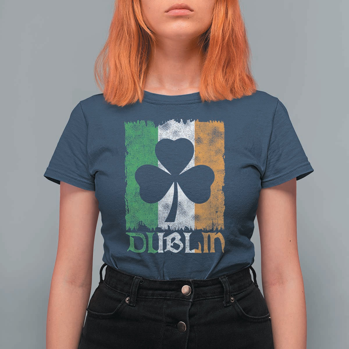 Dublin Ireland St Patricks Day T Shirt For Women Distressed Shamrock Vintage Irish Flag