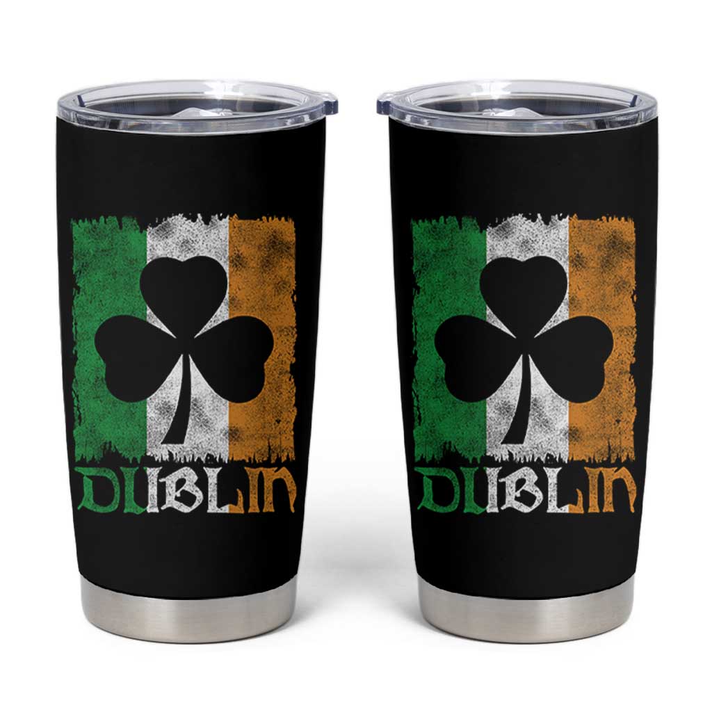 Dublin Ireland St Patricks Day Tumbler Cup Distressed Shamrock Vintage Irish Flag