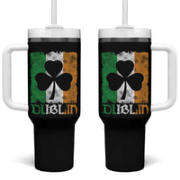 Dublin Ireland St Patricks Day Tumbler With Handle Distressed Shamrock Vintage Irish Flag