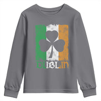 Dublin Ireland St Patricks Day Youth Sweatshirt Distressed Shamrock Vintage Irish Flag