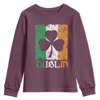 Dublin Ireland St Patricks Day Youth Sweatshirt Distressed Shamrock Vintage Irish Flag