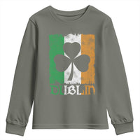 Dublin Ireland St Patricks Day Youth Sweatshirt Distressed Shamrock Vintage Irish Flag