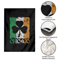 Chicago IL St Patricks Day Garden Flag Distressed Shamrock Vintage Irish Flag