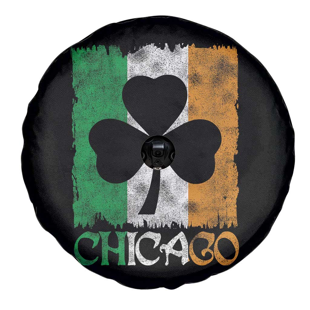 Chicago IL St Patricks Day Spare Tire Cover Distressed Shamrock Vintage Irish Flag