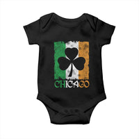 Chicago IL St Patricks Day Baby Onesie Distressed Shamrock Vintage Irish Flag