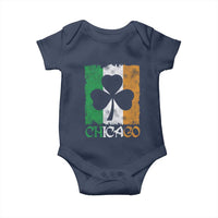 Chicago IL St Patricks Day Baby Onesie Distressed Shamrock Vintage Irish Flag