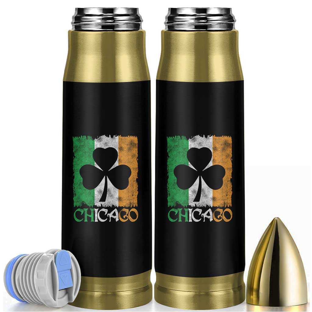 Chicago IL St Patricks Day Bullet Tumbler Distressed Shamrock Vintage Irish Flag